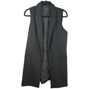 ADRIENNE VITTADINI Black Tailored Sleeveless Open Blazer Vest Women sz M NEW 90s